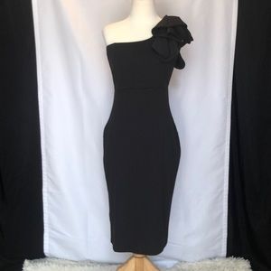 The perfect black cocktail/wedding guest/night on the town one shouldered dress
